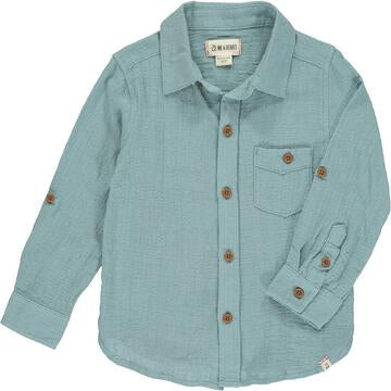 Me & Henry Merchant Long Sleeved Shirt | Teal Cotton