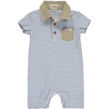 Me & Henry Saltash Romper | Pale Blue/Grey Stripe