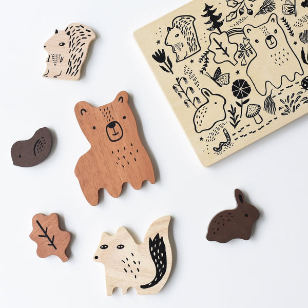 Wee Gallery Wooden Tray Puzzle - Woodland Animals - 2nd Edition