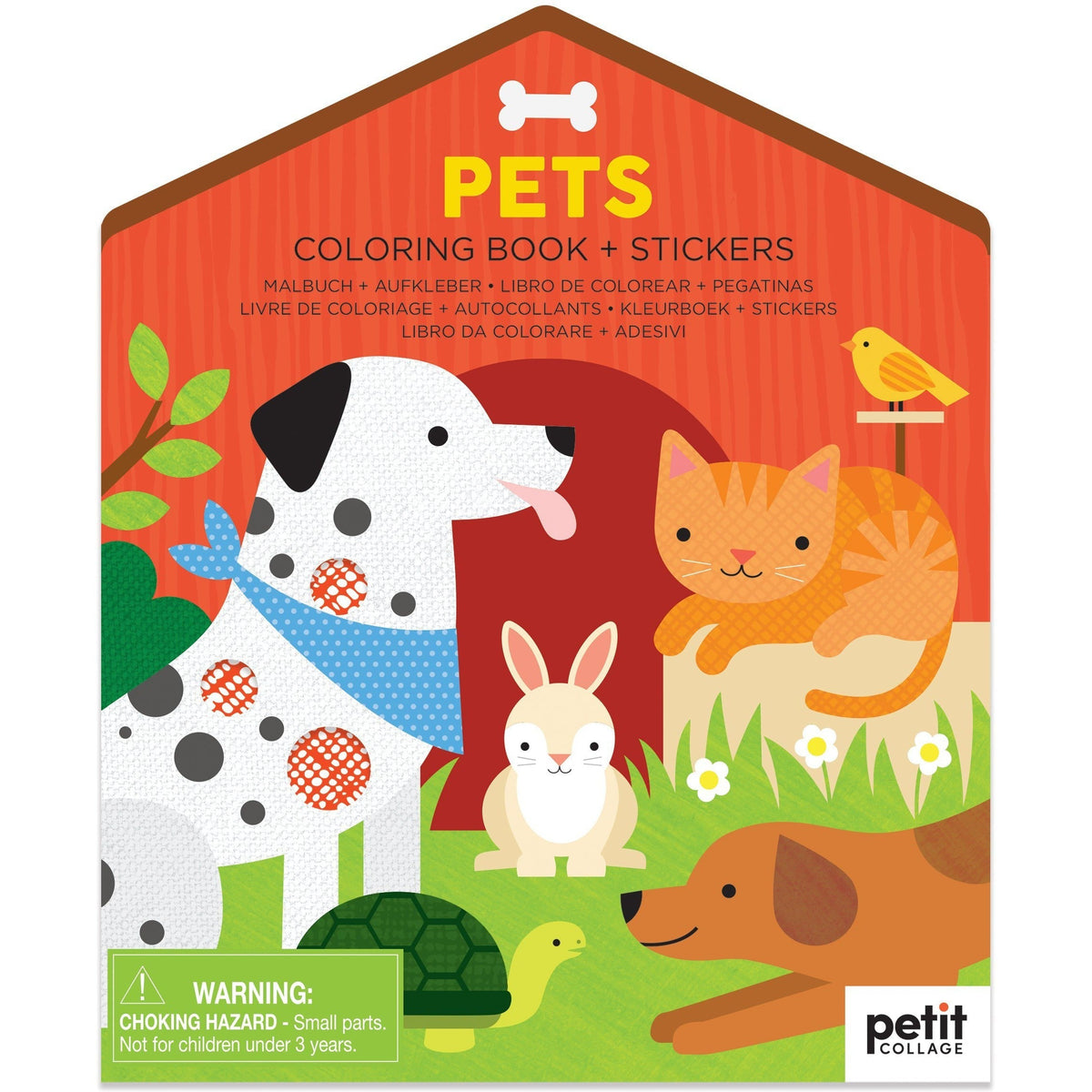 Petit Collage Coloring Book with Stickers: Pets