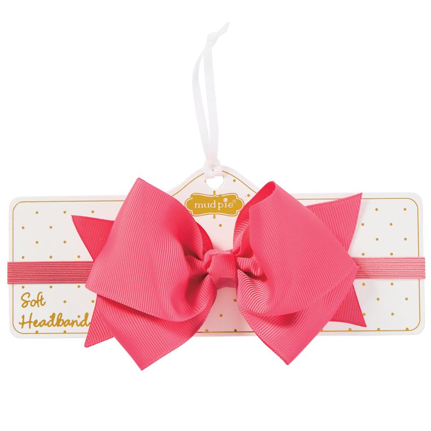 Mud Pie Hot Pink Bow Soft Headband