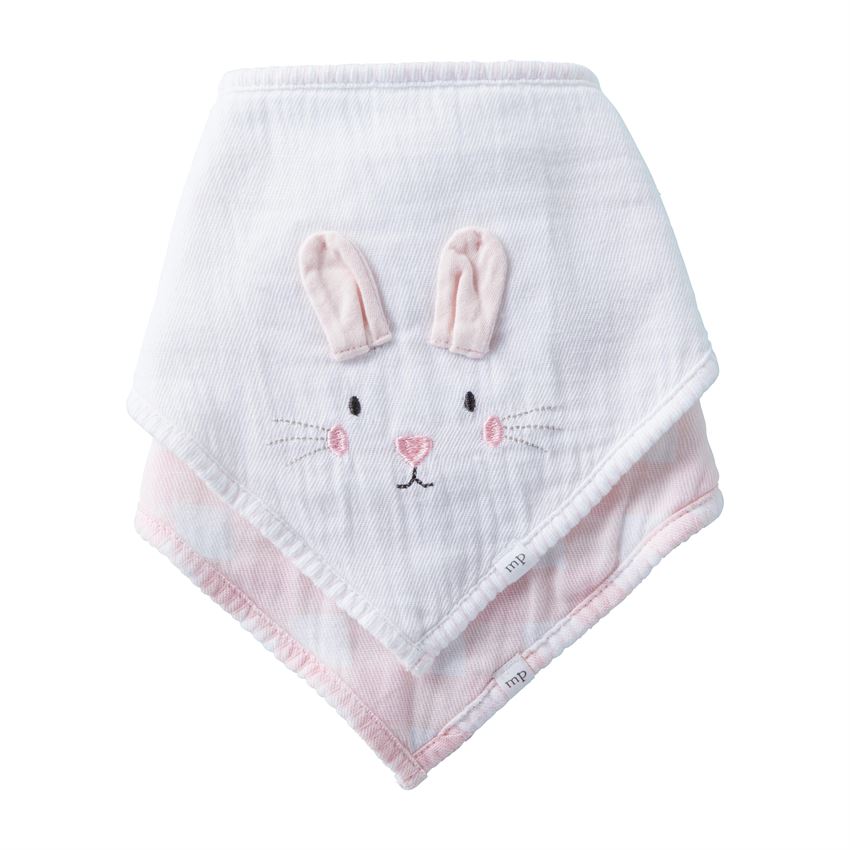 Mud Pie Pink Bunny Gingham Bibs