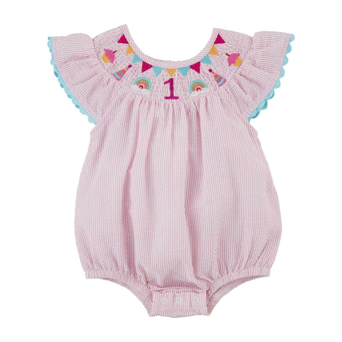 Mud Pie - Smocked 1st Birthday Baby Romper