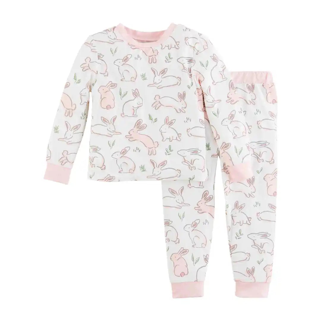 MUDPIE PINK BUNNY TODDLER PAJAMA SET