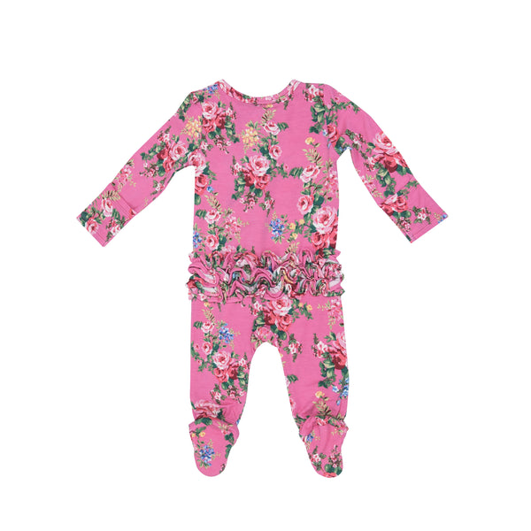 Angel Dear Dream Cottage Floral 2-Way Ruffle Zipper Footie