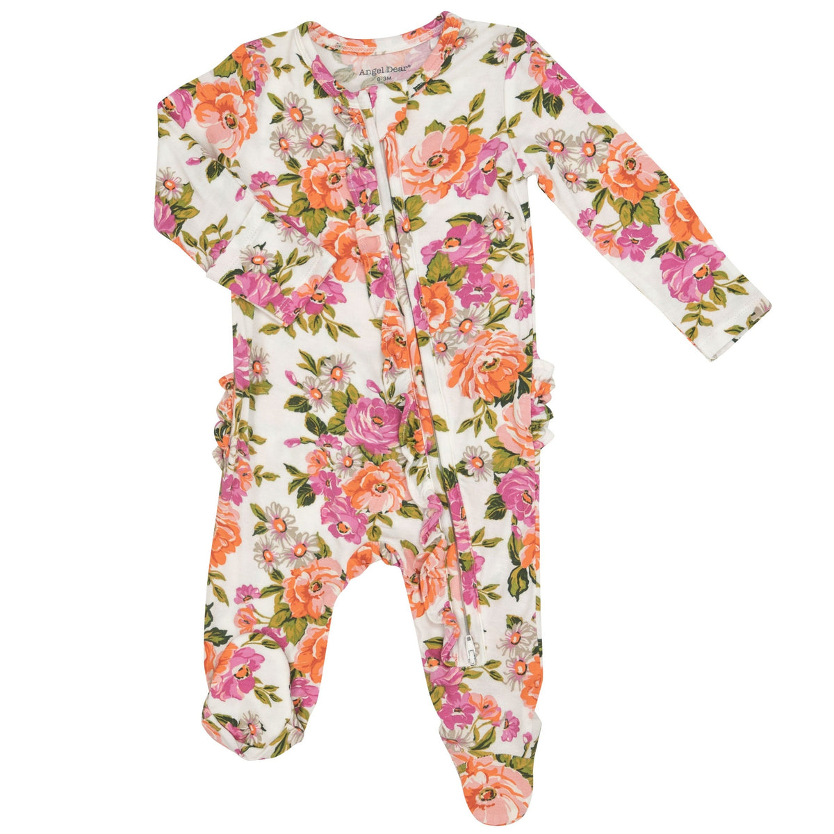 Angel Dear Wild Rose Floral 2-Way Ruffle Zipper Footie