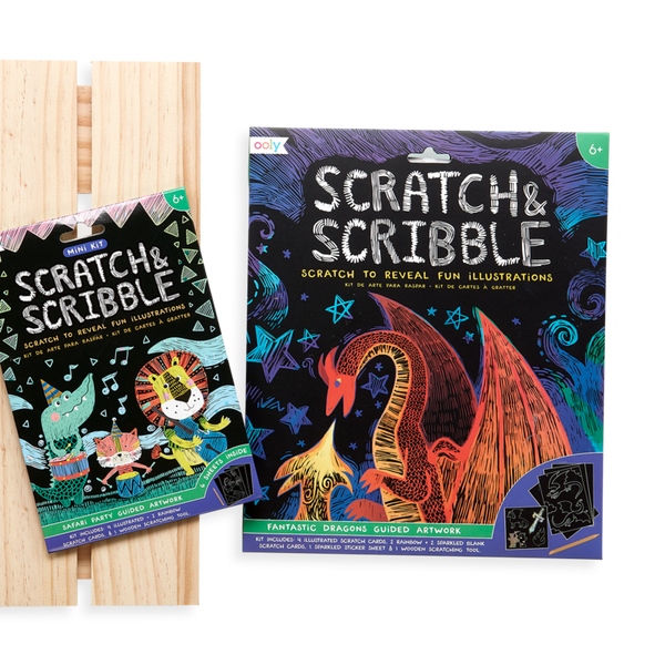 OOLY- safari party scratch and scribble mini scratch art kit