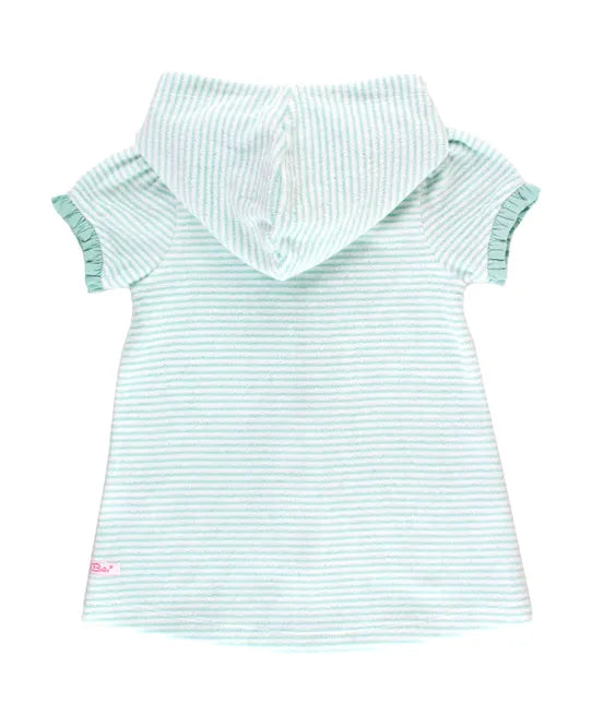 Ruffle Butts Terry Full-ZipCover Up - Vintage Aqua Stripe