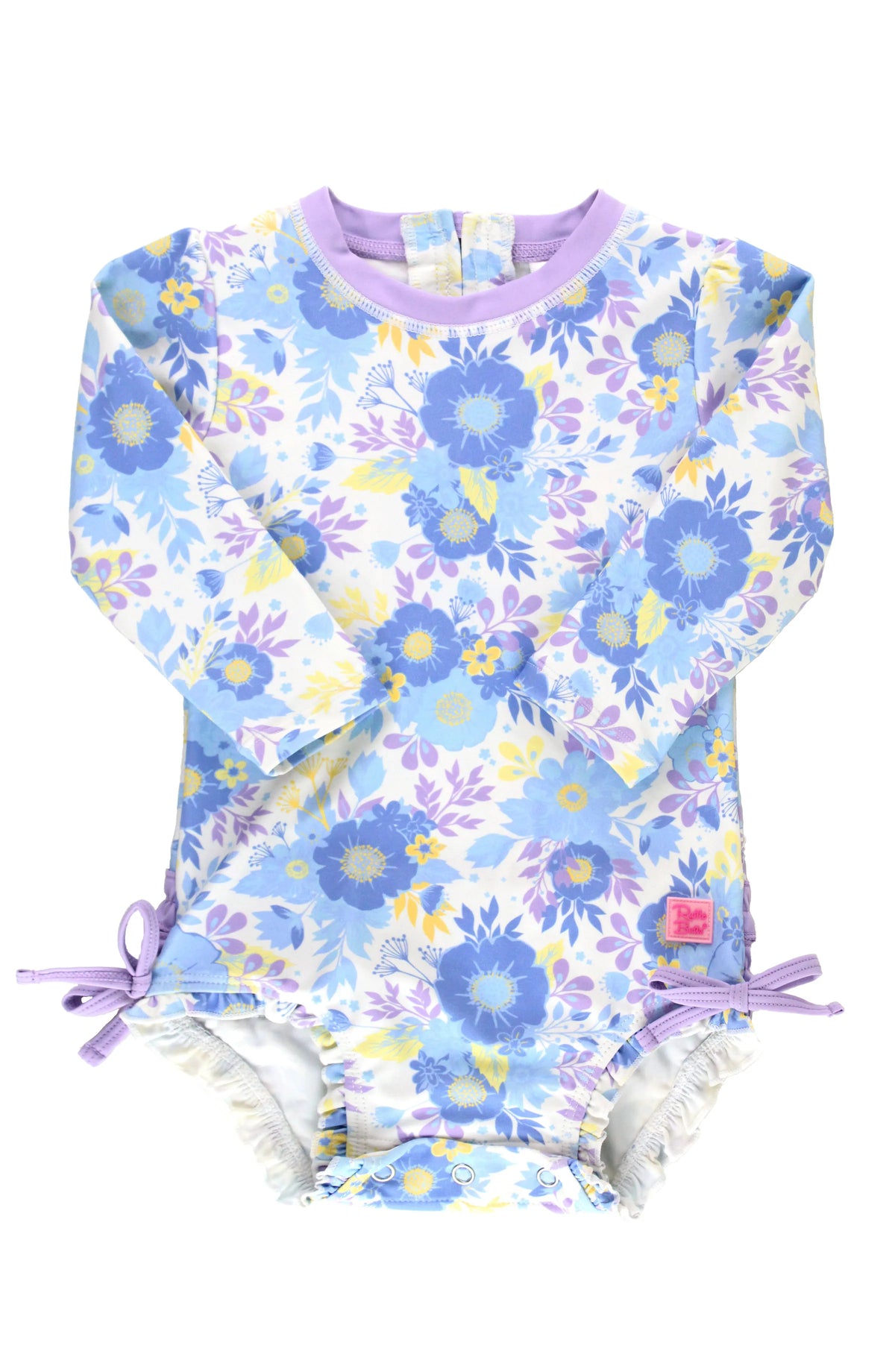 Ruffle Butts Long Sleeve One Piece Rash Guard - Pristine Blooms