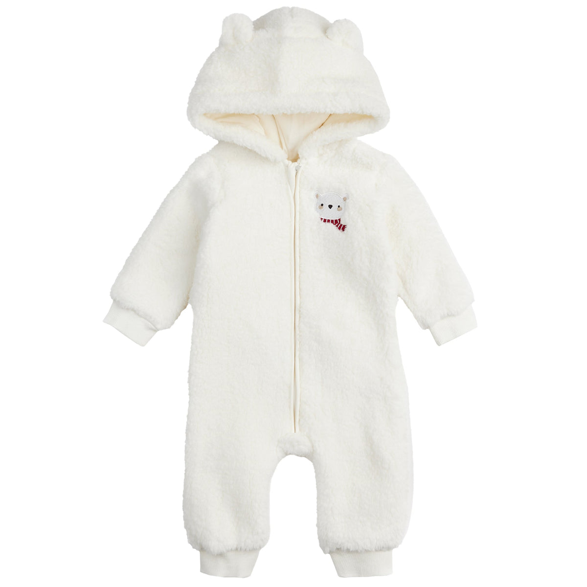 Petit Lem Baby Long Sleeve Hooded Coverall Knit | Off White