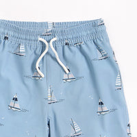 petit lem - Sailboats on Dusty Blue Swim Trunks