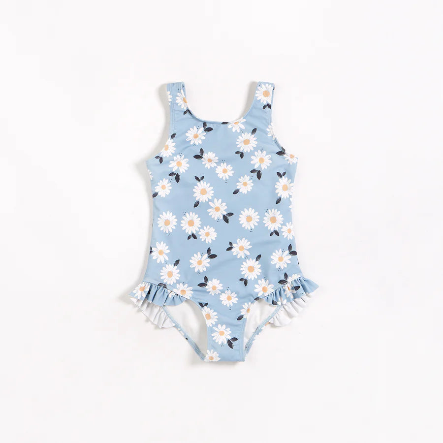 PETIT LEM Daisies on Dusty Blue One-Piece Swimsuit