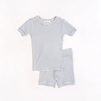 Petit Lem Barely Blue Striped Modal Rib Short Sleep Set