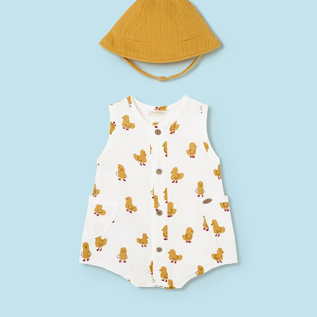 Mayoral Short Bodysuit W/ Hat | Corn