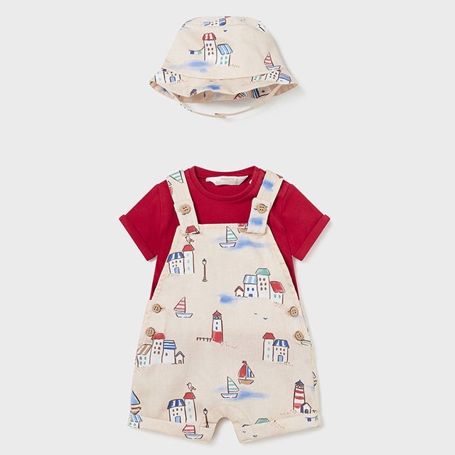 Mayoral Short Dungaree W/Hat Set | Mars