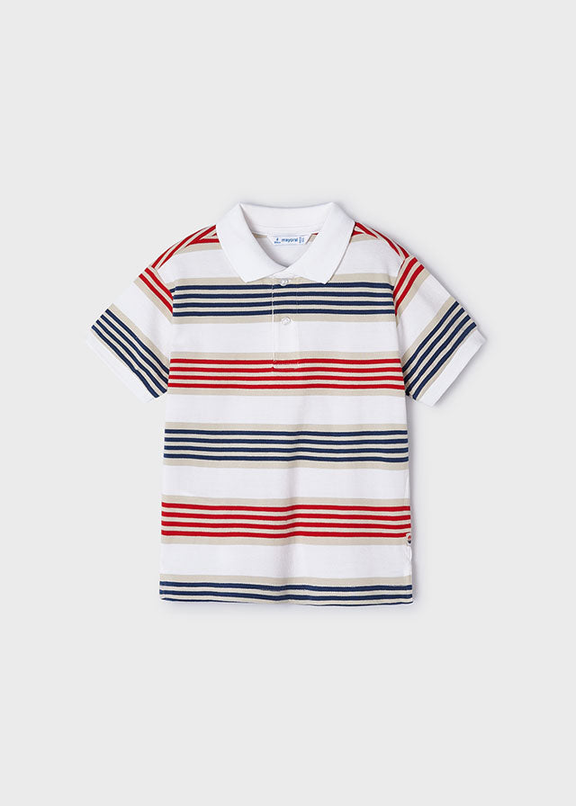 Mayoral Stripes S/S Polo | Watermelon