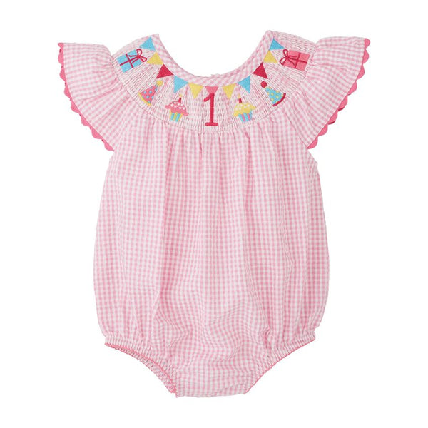 Mud Pie - Smocked 1st Birthday Baby Romper