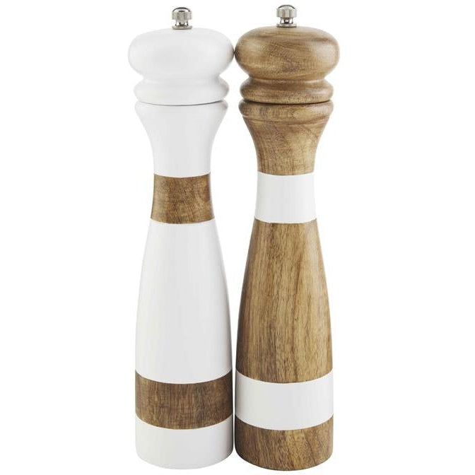 Mud Pie Wood Strap Salt & Pepper Grinder Set