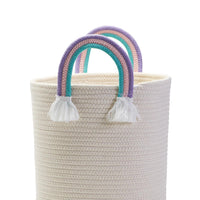 Rainbow Handle Hand-Crafted Rope Basket (small, medium, large)