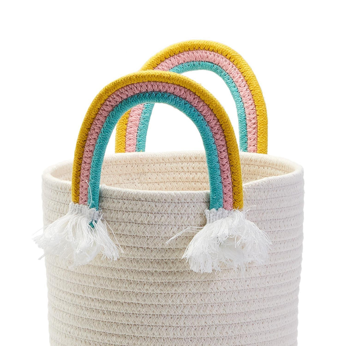 Rainbow Handle Hand-Crafted Rope Basket (small, medium, large)