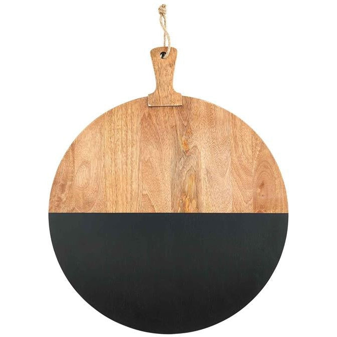 Mud Pie Round Black Wood Board