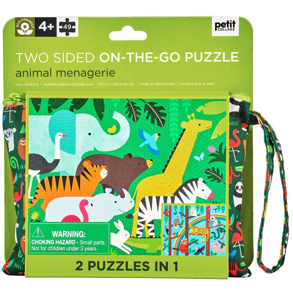 Petit Collage Two Sided Animal Menagerie On-The-Go Puzzle