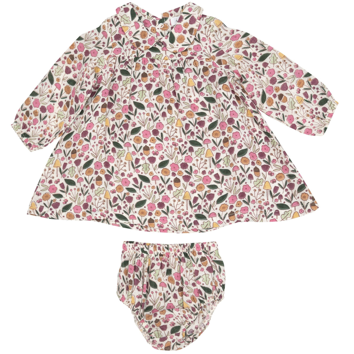 Angel Dear Acorn Floral Peter Pan Collar Dress and Diaper Cover