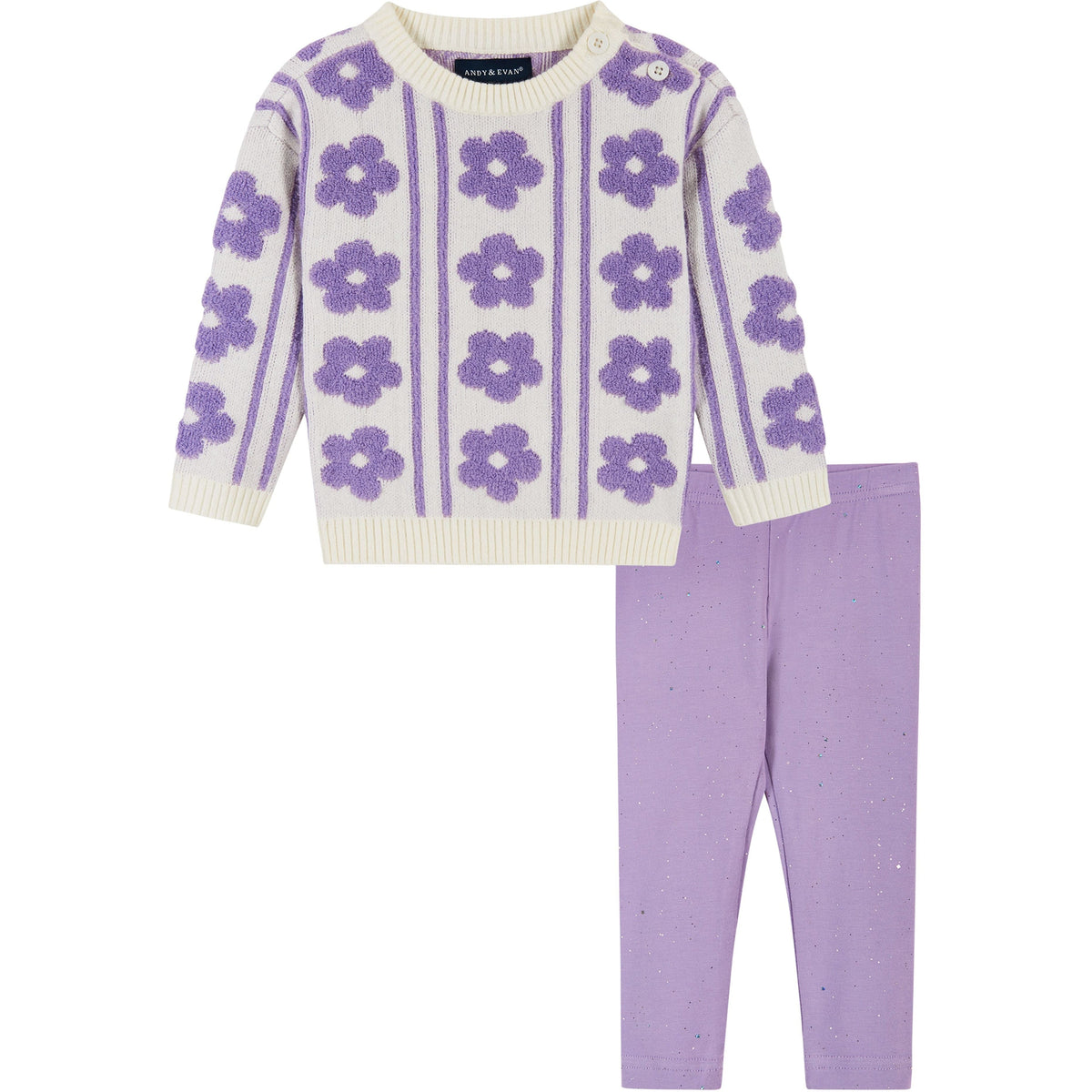 Andy & Evan Flower Sherpa Sweater & Legging Set