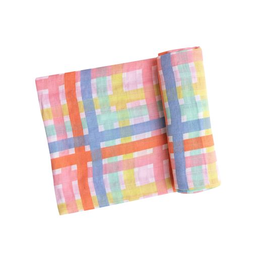 Angel Dear Swaddle Blanket- Multi Colored Plaid