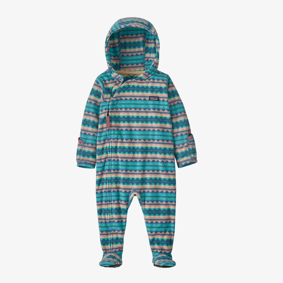 Patagonia Infant Micro D Fleece Bunting - Diamond Stripe: Fresh Teal