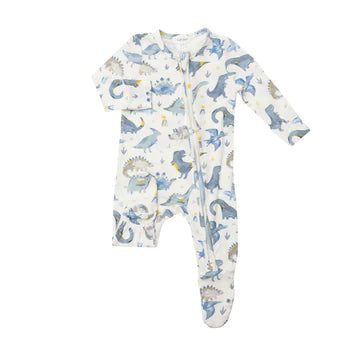 Angel Dear 2 way zipper footie- Blue Dino