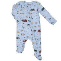 Angel Dear Big Red Barn Blue 2-Way Zipper Footie