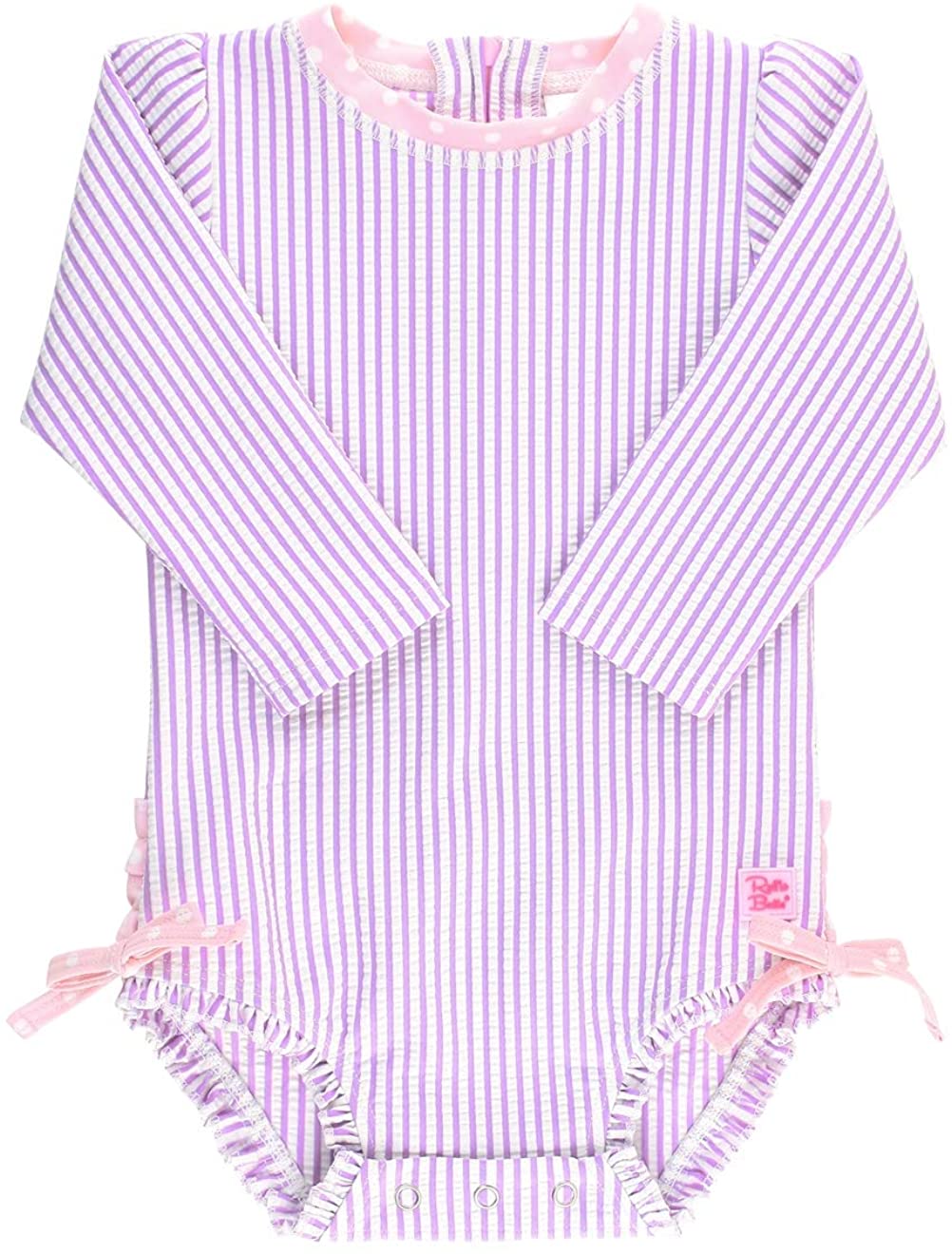 Rufflebutts Lilac Seersucker One Piece Rash Guard