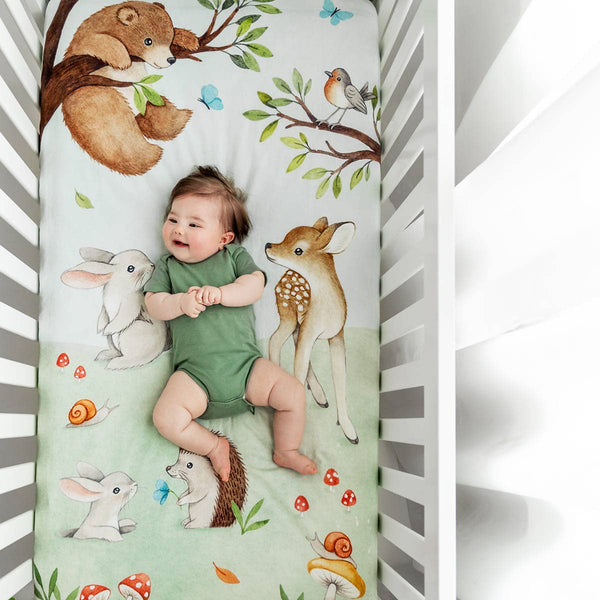 Rookie Humans Cotton Sateen Crib Sheet: Enchanted Forest