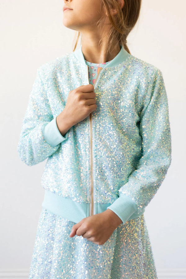 Mila & Rose Sequin Jacket- Aqua