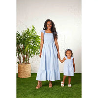 Mud Pie Keya Smocked Blue Maxi Dress