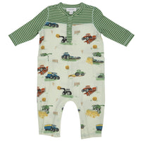 Angel Dear Farm Machines Romper with Contrast Sleeve