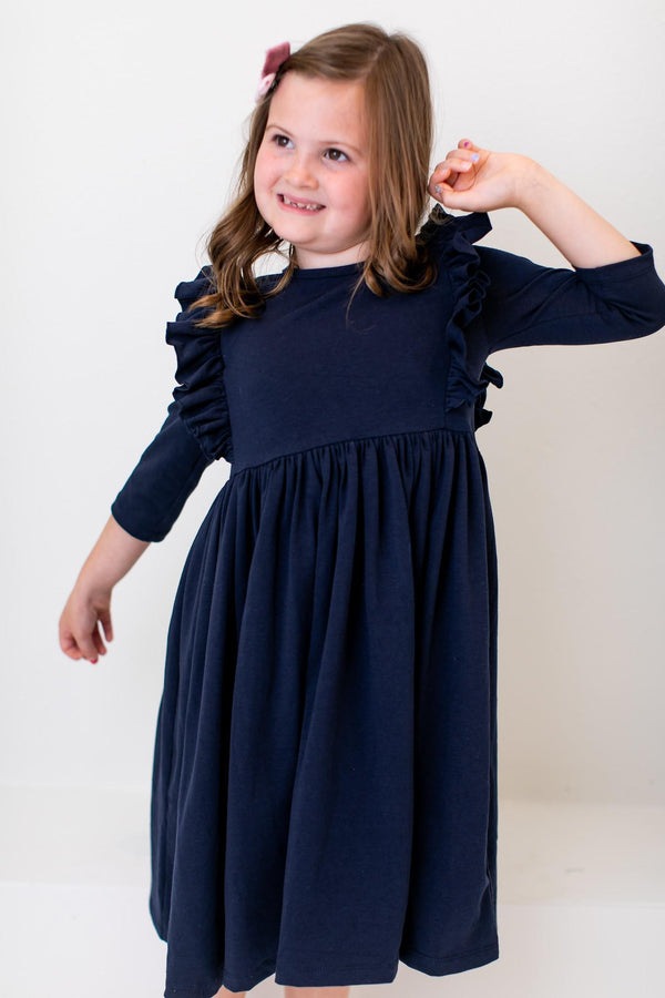 Mila and Rose Navy Ruffle Twirl Dress