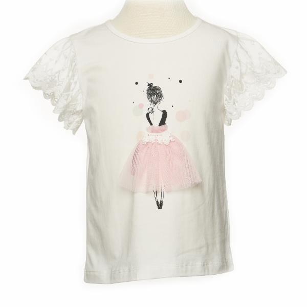 Doe a Dear Flutter Lace Sleeve Ballerina Tee