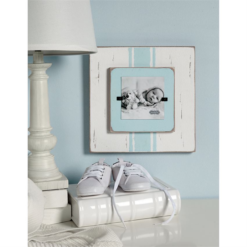 Mud Pie Layered Blue Stripe Picture Frame