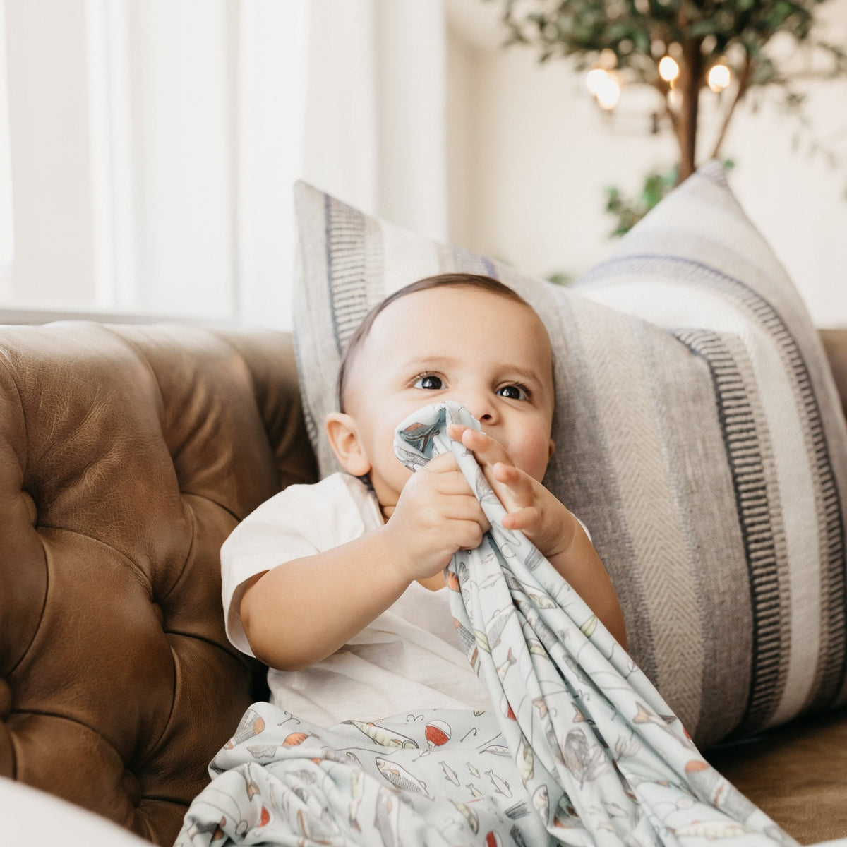 Copper Pearl Knit Swaddle Blanket | Trout