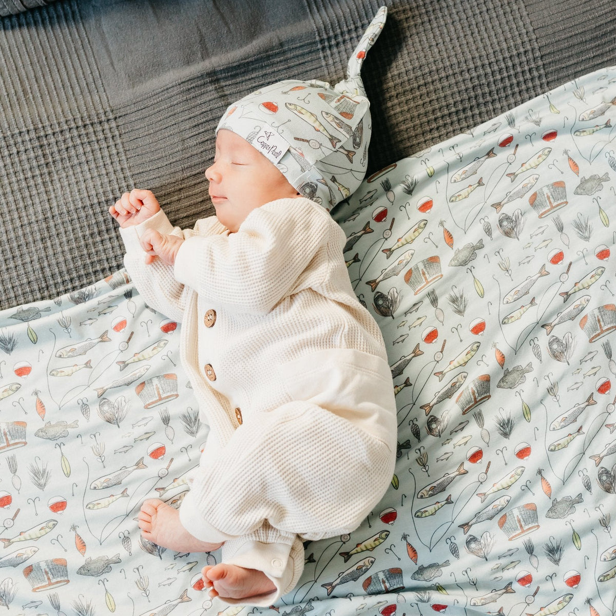 Copper Pearl Knit Swaddle Blanket | Trout