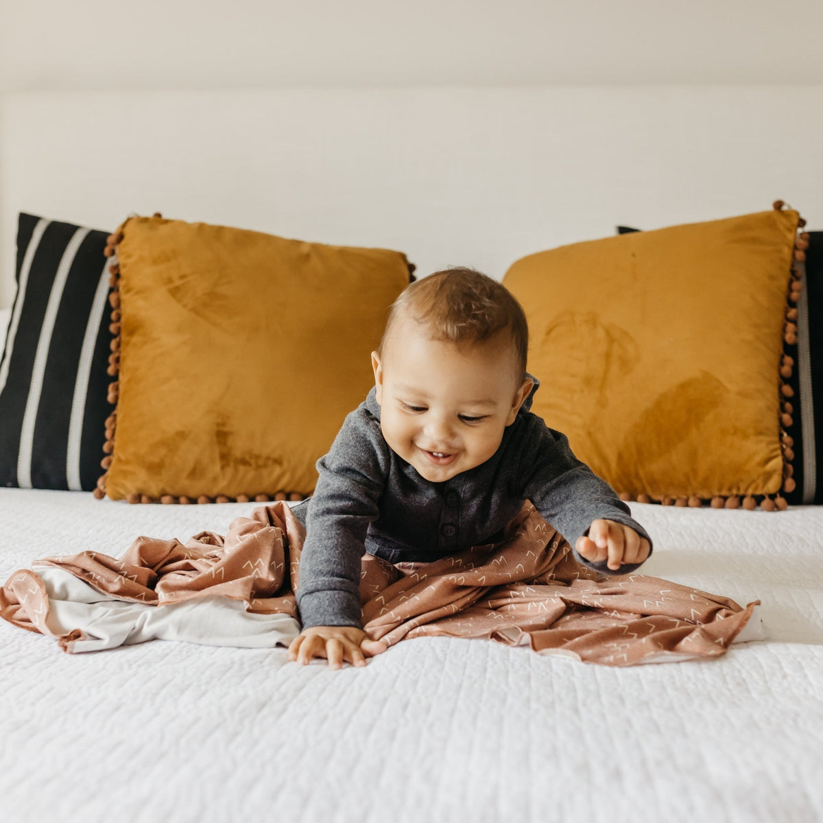 Copper Pearl Knit Swaddle Blanket | Rocky