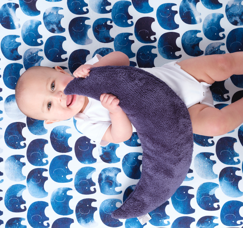 Oilo Jersey Crib Sheet - Indigo Elephant