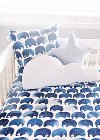 Oilo Jersey Crib Sheet - Indigo Elephant