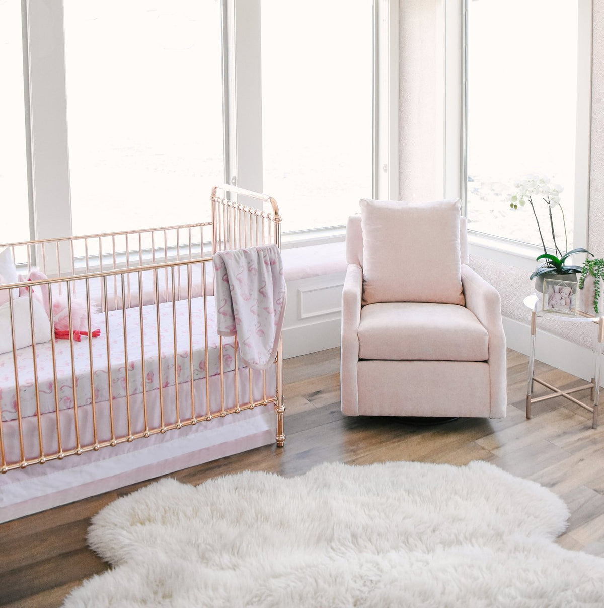 Oilo Solid Crib Skirt - Blush