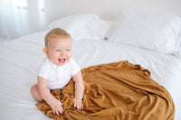 Copper Pearl Knit Swaddle Blanket - Camel