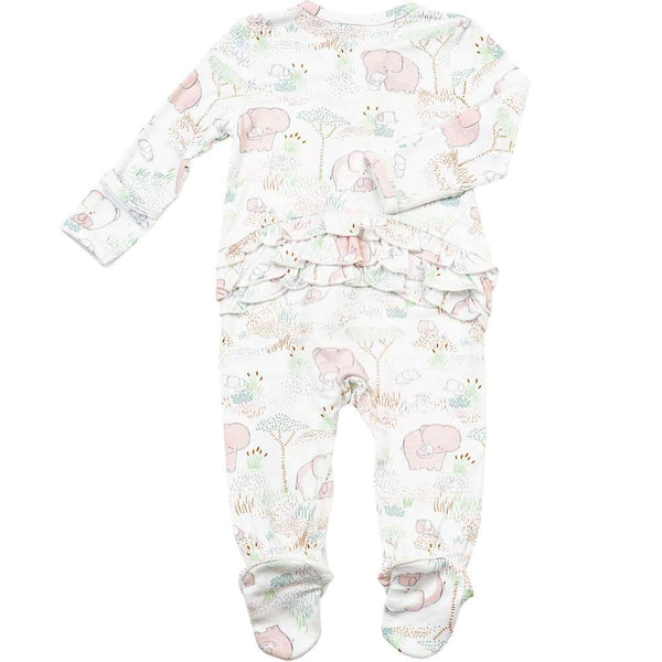 Angel Dear Pink Elephant Ruffle Front Zipper Footie