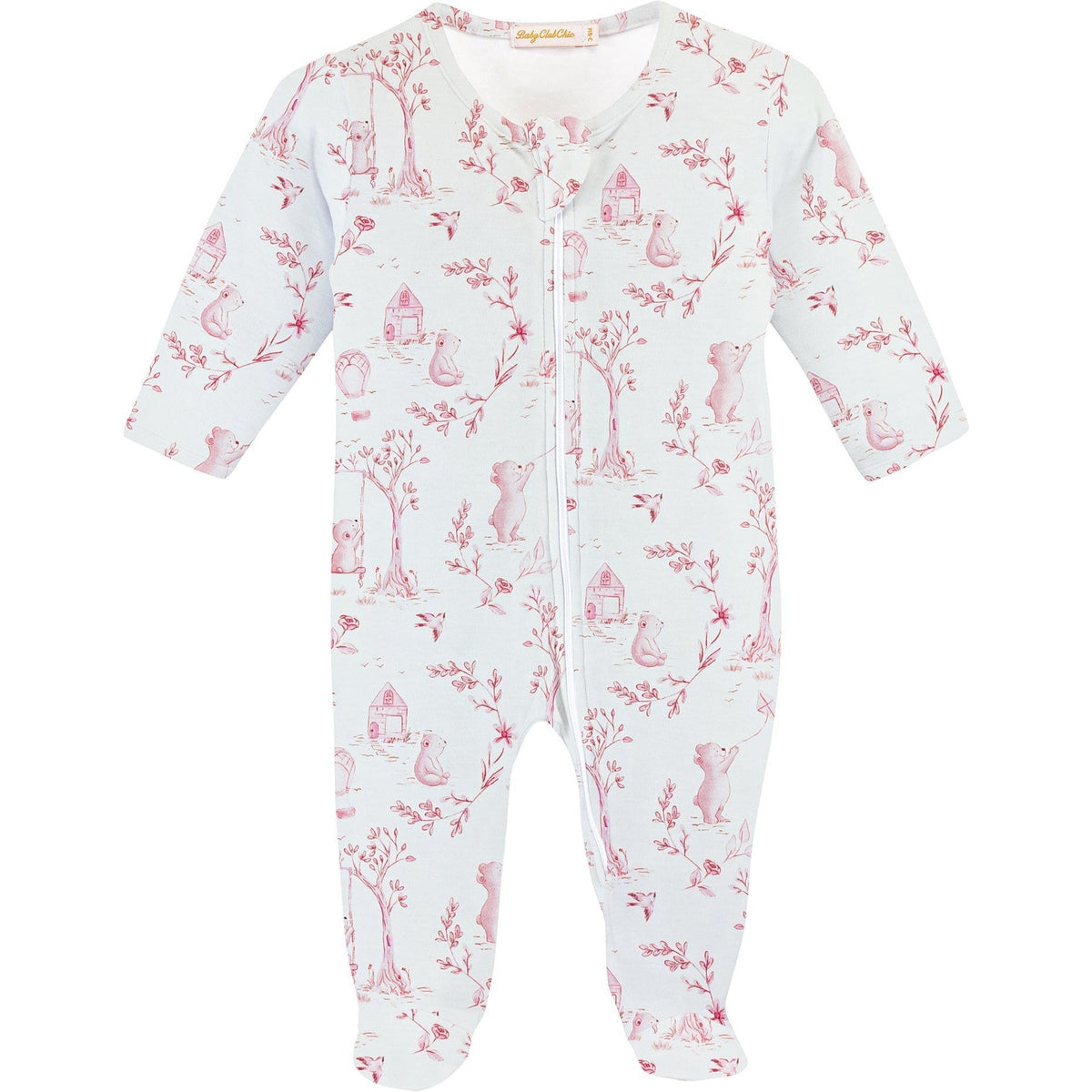 Baby Club Chic Toile De Jouy Pink Zipped Footie