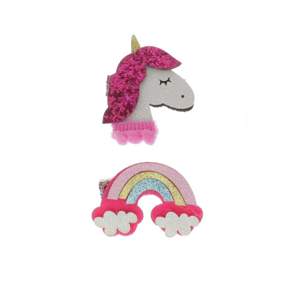 Doe a Dear Fushia Unicorn & Rainbow Hair Clip Set